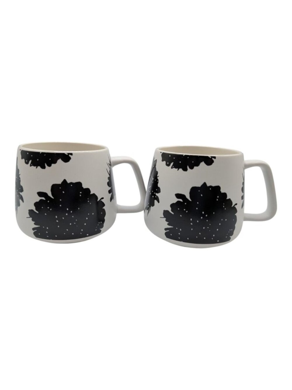 India & Purry Porcelain Coffee Mug Set With Black Scabiosa Floral Design - Picture 3 of 10